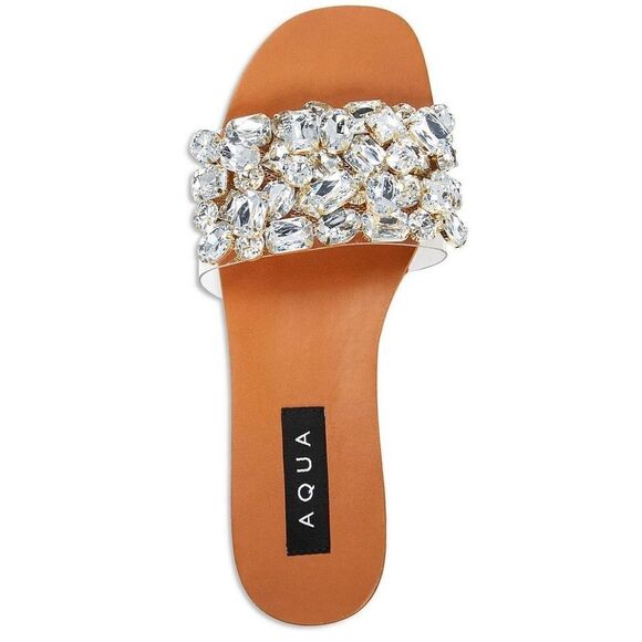 AQUA Sandals Womens Size 7 Embellished Open Toe Summer Slides NEW - Picture 11 of 12
